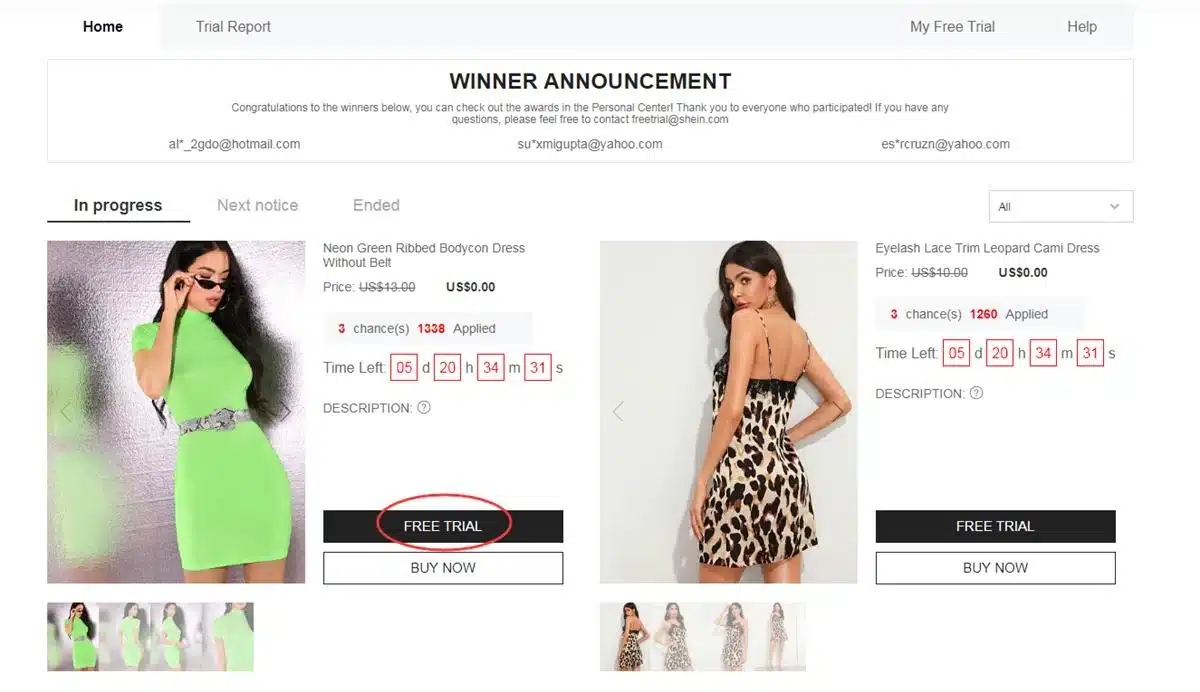 Free Products from Shein
